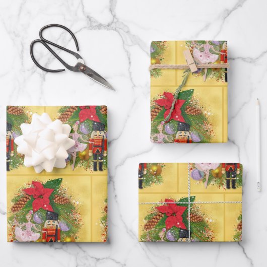 Feuille De Papier Cadeau Casse-Noisette Soldat Plum Fée Noël (Recto)