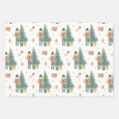 Feuille De Papier Cadeau Casse-noix aquarelle et arbre de Noël (Devant 2)