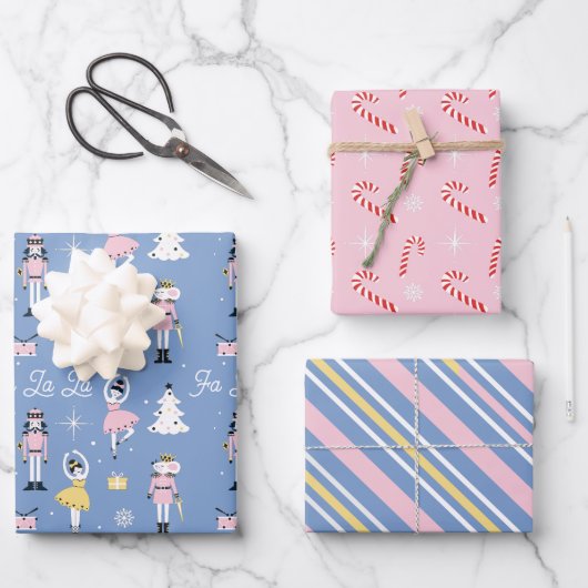 Feuille De Papier Cadeau Casse-noix Candycane Ballet Noël (Recto)