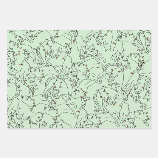 Feuille De Papier Cadeau Cat Christmas Light Fun (Devant 2)