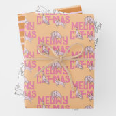 Feuille De Papier Cadeau Cat rose Noël Fête légère (En situation)