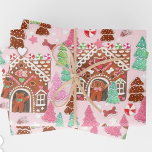 Feuille De Papier Cadeau Cats and dogs gingerbread house gift bag wrapping<br><div class="desc">This Christmas cat and dog gift wrap or wrapping paaper has a combination of some of my favourite things! Gingerbread cats and dogs in gingerbread houses with gingerbread bones and gingerbread fish, sweet iced Christmas trees in pink and green and Holiday candy, hearts and stars , peppermint candy, candy canes...</div>