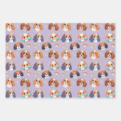 Feuille De Papier Cadeau Cavalier King Charles Pastel Motif de Noël (Devant 2)