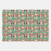 Feuille De Papier Cadeau Cavalier King Charles Pastel Motif de Noël (Devant)