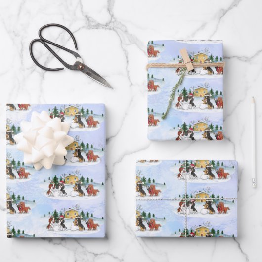 Feuille De Papier Cadeau Cavalier King Charles Spaniel Vacances d'hiver (Recto)