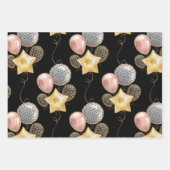 Feuille De Papier Cadeau Célébration Blanc Noir (Devant 3)