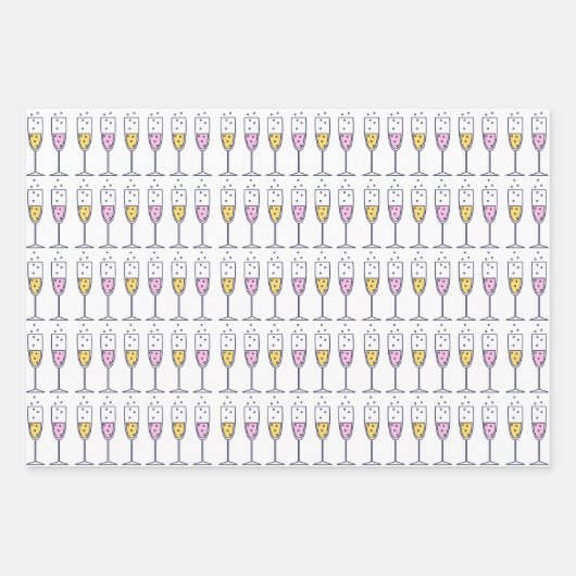 Feuille De Papier Cadeau Célébration Champagne  (Devant)