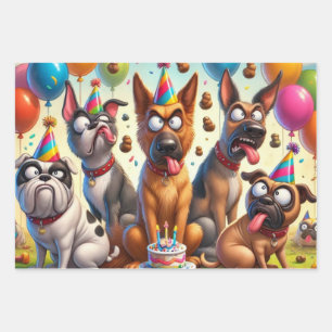 Feuille De Papier Cadeau Célébration d'anniversaire de Quirky Canine