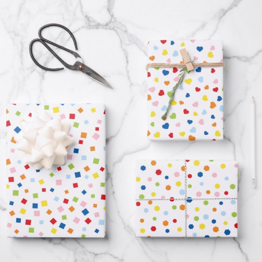 Feuille De Papier Cadeau Célébration de confettis (Recto)