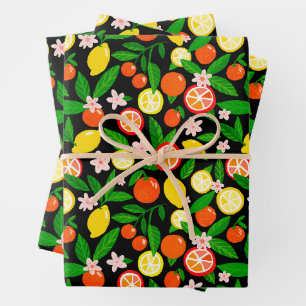 Feuille De Papier Cadeau Célébration des agrumes Beaux citrons Oranges supe