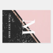 Feuille De Papier Cadeau célébrations de la texture de marbre rose et noir (Devant 2)