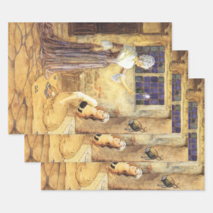 Feuille De Papier Cadeau Cendrillon de conte de fées vintage avec la fée ma