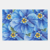 Feuille De Papier Cadeau Centre jaune fleur bleu (Devant 3)