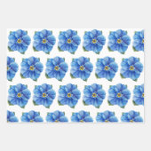 Feuille De Papier Cadeau Centre jaune fleur bleu (Devant)