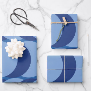 Feuille De Papier Cadeau Cercle bleu géométrique