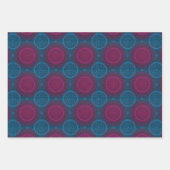 Feuille De Papier Cadeau Cercle bleu violet et rose Mandala (Devant)