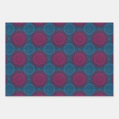 Feuille De Papier Cadeau Cercle bleu violet et rose Mandala (Devant)