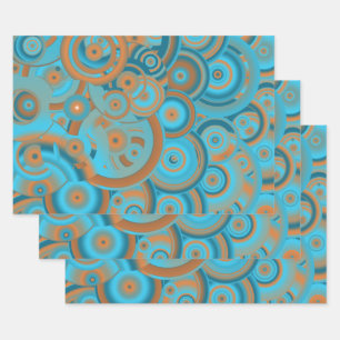 Feuille De Papier Cadeau Cercle Concentré Dégradé Orange Rust Turquoise