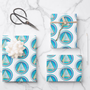 Feuille De Papier Cadeau Cercle de rétablissement sobre Triangle Cristallin