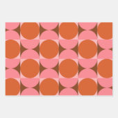Feuille De Papier Cadeau Cercles abstraits du milieu du siècle rose et oran (Devant 2)