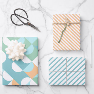 Feuille De Papier Cadeau Cercles Artistiques Motif Bleu Vert Teal Clair Chi