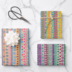 Feuille De Papier Cadeau Cercles colorés et bandes