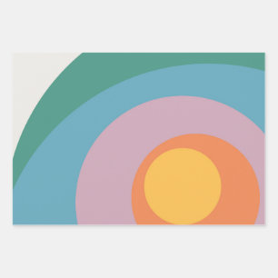 Feuille De Papier Cadeau Cercles de style rétro multicolore