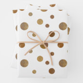 Feuille De Papier Cadeau Cercles d'or Pois blanc géométrique (En situation)