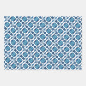 Feuille De Papier Cadeau Cercles et Motif à fleurs - Cornflower Blue (Devant)