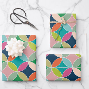 Feuille De Papier Cadeau Cercles géométriques modernes multicolores