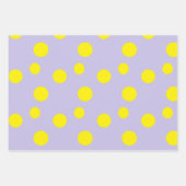 Feuille De Papier Cadeau Cercles jaunes sur motif pourpre (Devant 3)