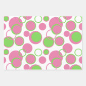 Feuille De Papier Cadeau Cercles rose et vert Motif géométrique (Devant 3)