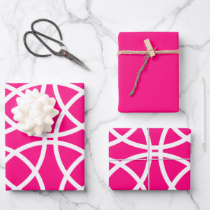 Feuille De Papier Cadeau Cercles spiraux blancs sur rose