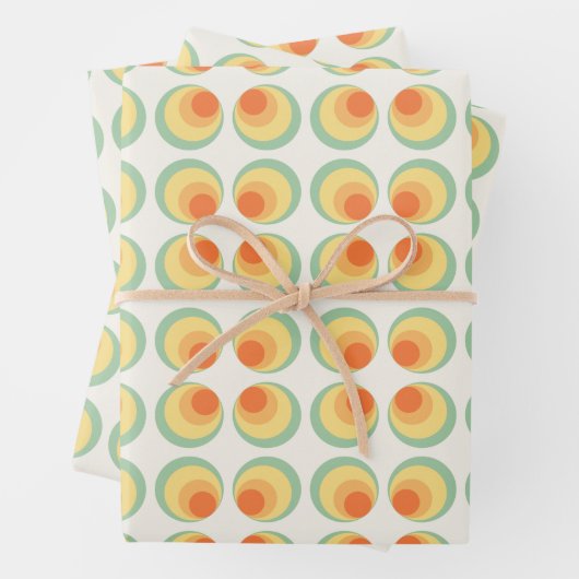 Feuille De Papier Cadeau Cercles vintages motif (En situation)