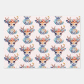Feuille De Papier Cadeau Cerf de Bébé mignon avec Antlers et Fleurs Motif (Devant)