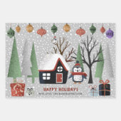 Feuille De Papier Cadeau Cerf de pingouin d'hiver et flocon de neige de pan (Devant)