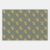 Feuille De Papier Cadeau Cerf d'or vert (Devant 2)