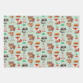 Feuille De Papier Cadeau Cerfs adorables et animaux forestiers (Devant 3)