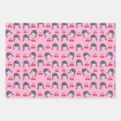 Feuille De Papier Cadeau Cerise rose mignonne Fille (Devant)