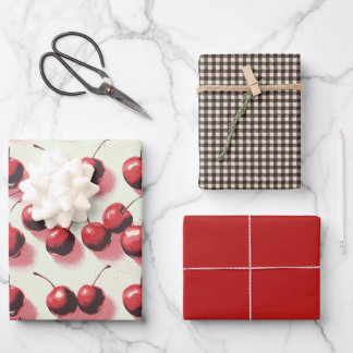 Feuille De Papier Cadeau Cerises et Gingham