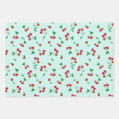 Feuille De Papier Cadeau Cerises, points et plaids agités (Devant)