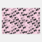 Feuille De Papier Cadeau Cerises rose et verte sur (Devant)