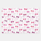 Feuille De Papier Cadeau Cerises Rubans et Bows Motif d'aquarelle (Devant 2)