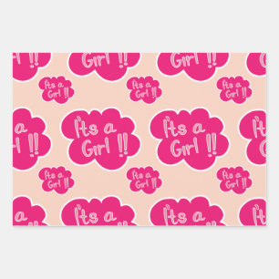Feuille De Papier Cadeau C'est un baby shower rose fille
