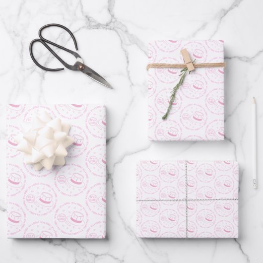 Feuille De Papier Cadeau C'est une fille ! annonce (Recto)