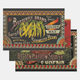 Feuille De Papier Cadeau Chaîne Étiquette de haricot Vegetable Pays