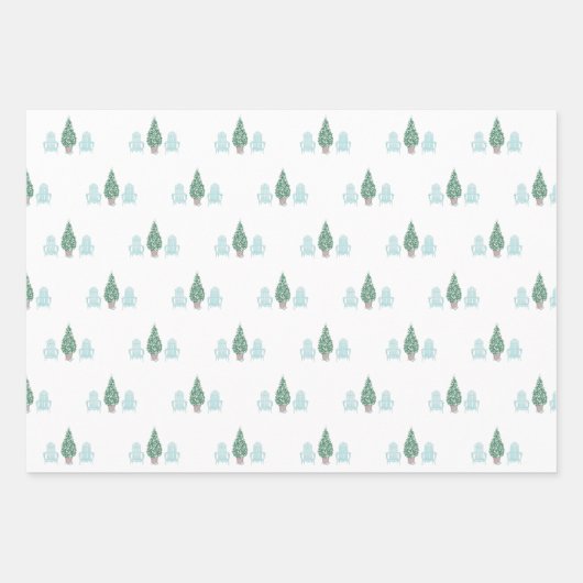 Feuille De Papier Cadeau Chaises Adirondack Coastal Christmas Seashell Tree (Devant 3)