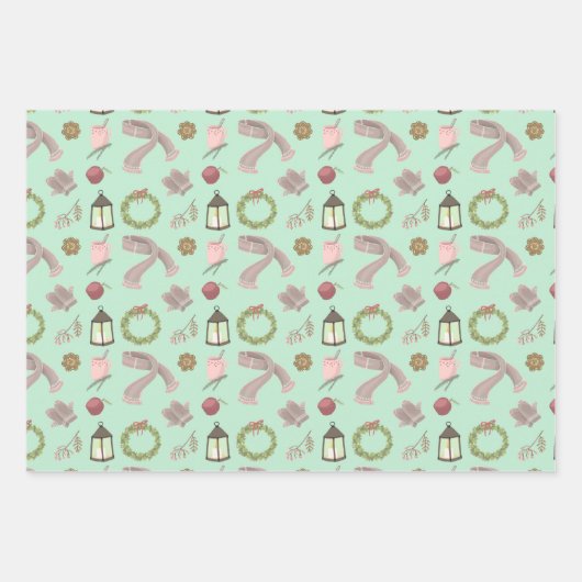 Feuille De Papier Cadeau Chaleur et douillet hiver (Devant 3)