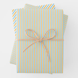 Feuille De Papier Cadeau Chaleureux Jaune et Bleu Ciel