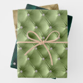 Feuille De Papier Cadeau Chaleureux Sage Vert Feminine Faux Velvet (En situation)